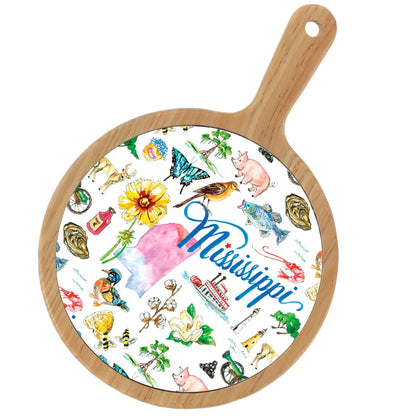 Location Themed Bamboo Cheese Board - Boot Scootin Bamboo & Ceramic Cheese Board Preorder ships March 3