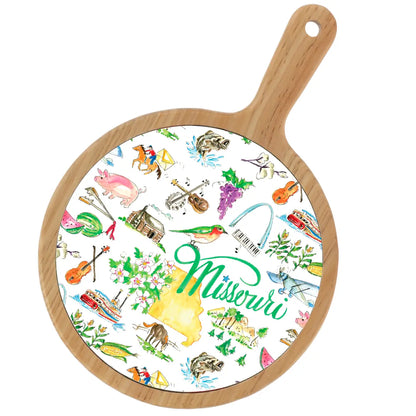 Location Themed Bamboo Cheese Board - Boot Scootin Bamboo & Ceramic Cheese Board Preorder ships March 3