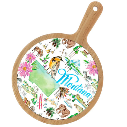 Location Themed Bamboo Cheese Board - Boot Scootin Bamboo & Ceramic Cheese Board Preorder ships March 3