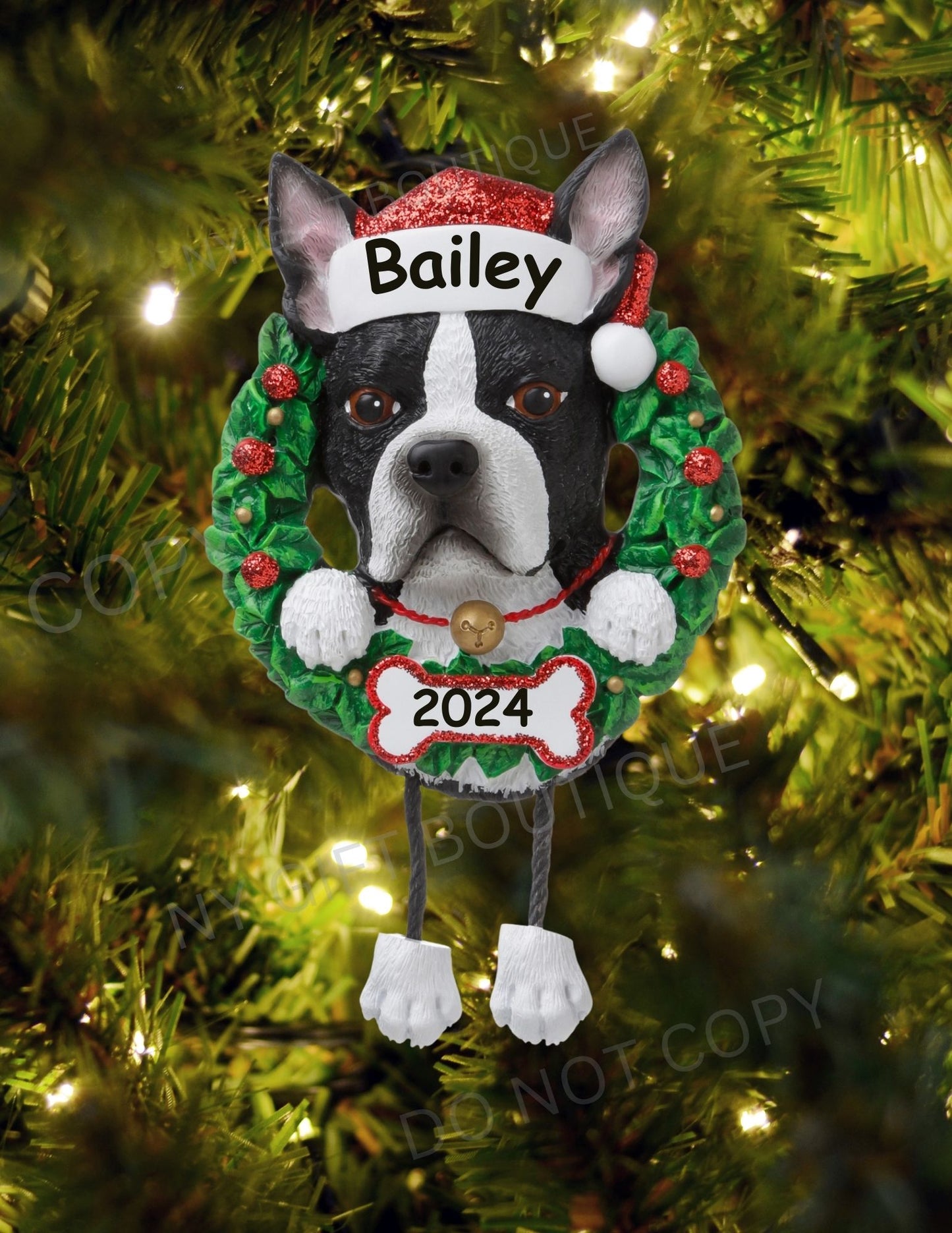 Boston Terrier Dog Breed Personalized Ornament