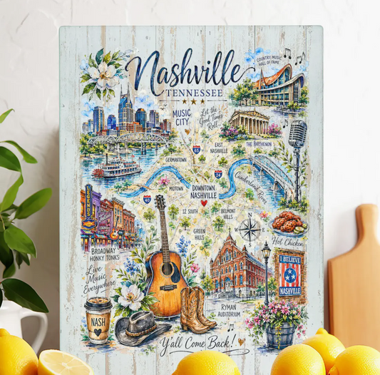 Nashville Tennessee Souvenir Glass Cutting Board
