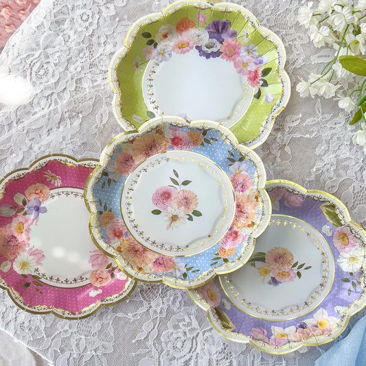 New Tea Time Party 7" Premium Paper Plates - Assorted (Set of 16)