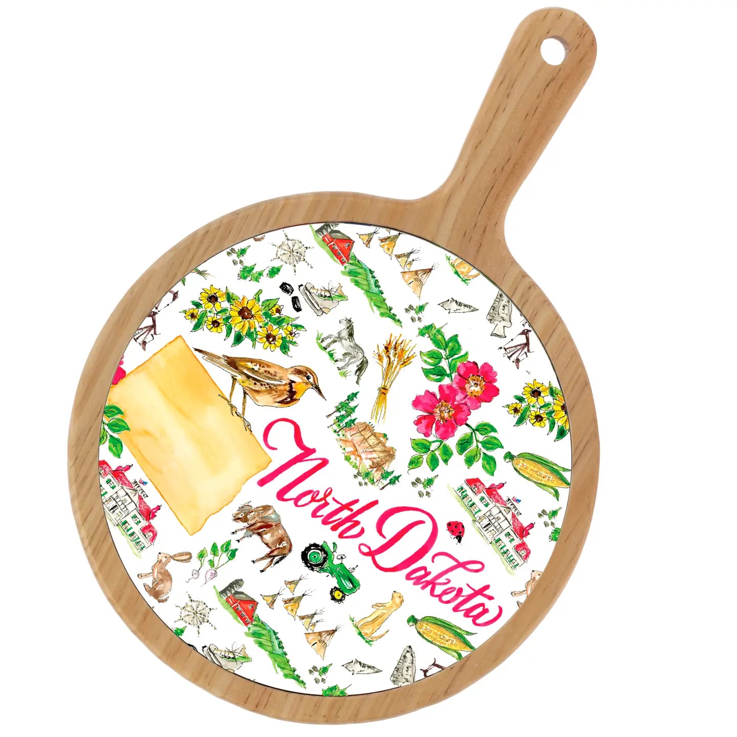 Location Themed Bamboo Cheese Board - Boot Scootin Bamboo & Ceramic Cheese Board Preorder ships March 3