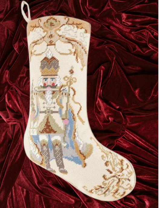 Nutcracker Needlepoint Embroidered Stocking