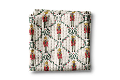 Nutcracker Red Bow Waffle Weave Tea Towel