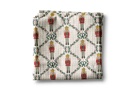 Nutcracker Red Bow Waffle Weave Tea Towel