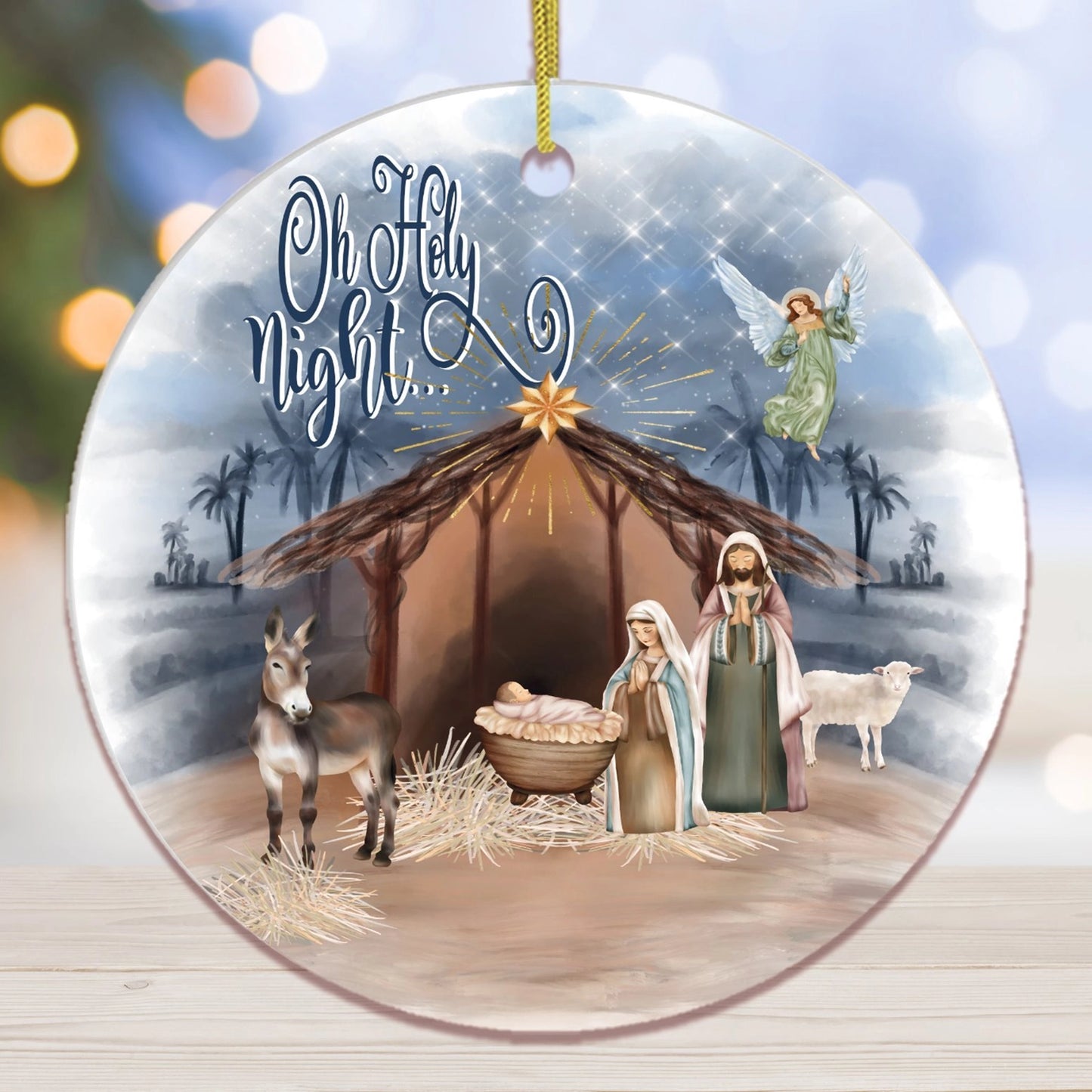 Oh Holy Night Nativity Ceramic Ornament