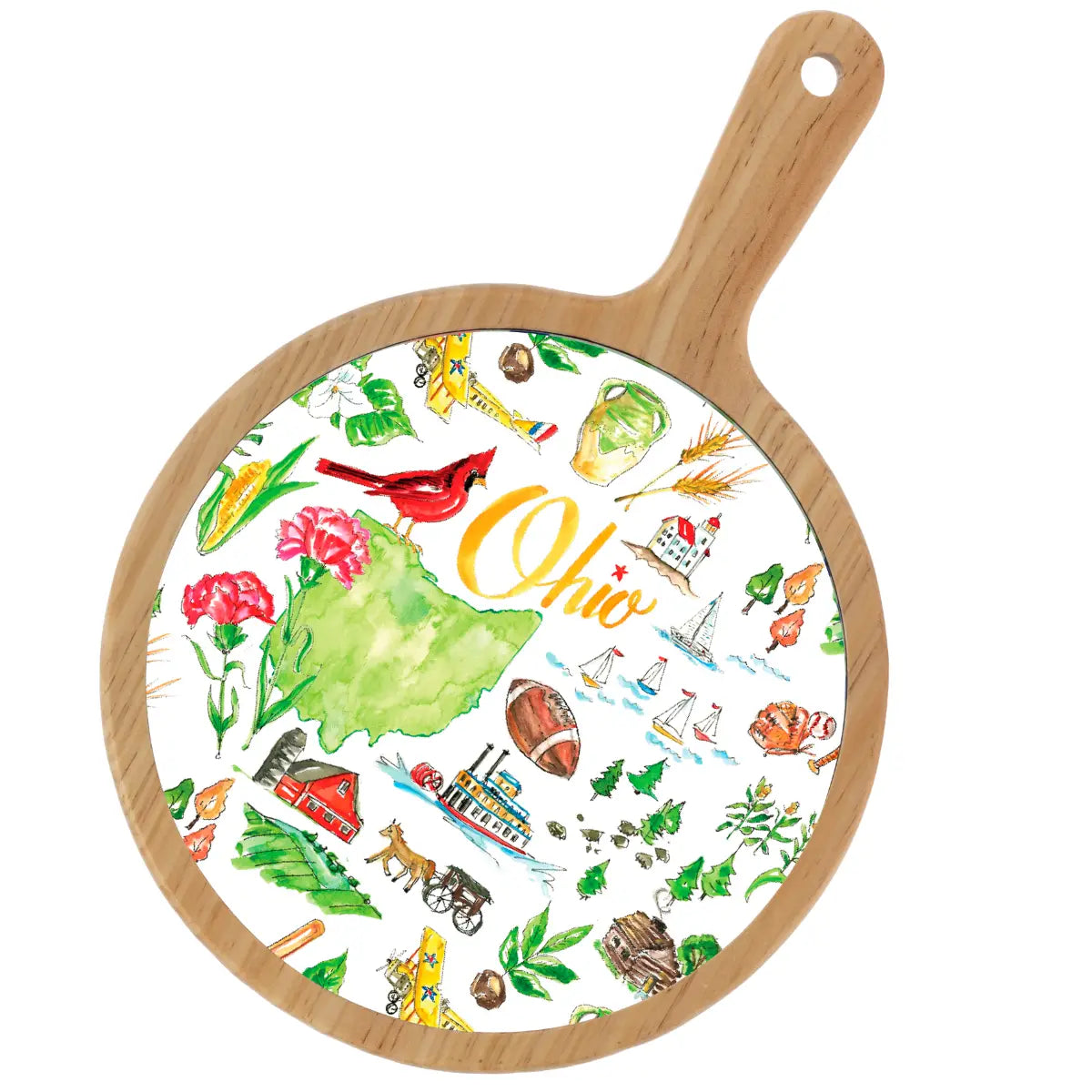 Location Themed Bamboo Cheese Board - Boot Scootin Bamboo & Ceramic Cheese Board Preorder ships March 3