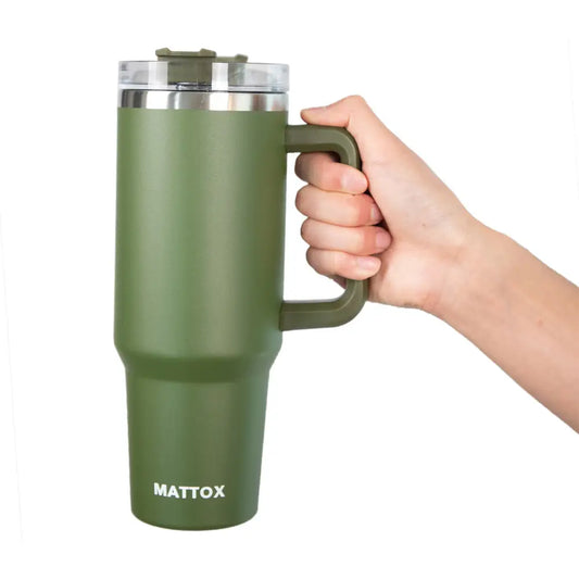 Olive Green 40oz Tumbler Cup with Straw For Men