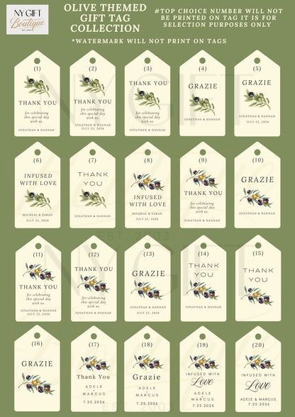 Custom Olive Themed Gift Tags