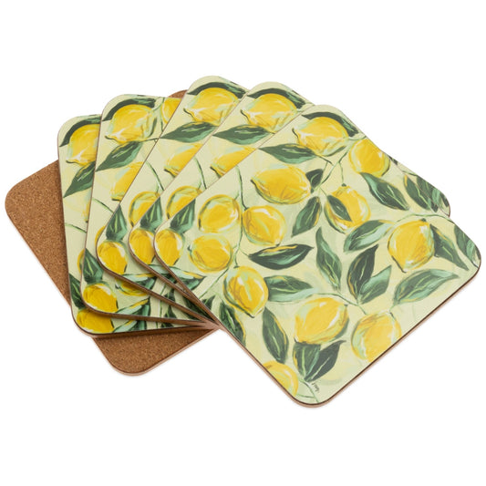 Painterly Lemons Cork Coasters