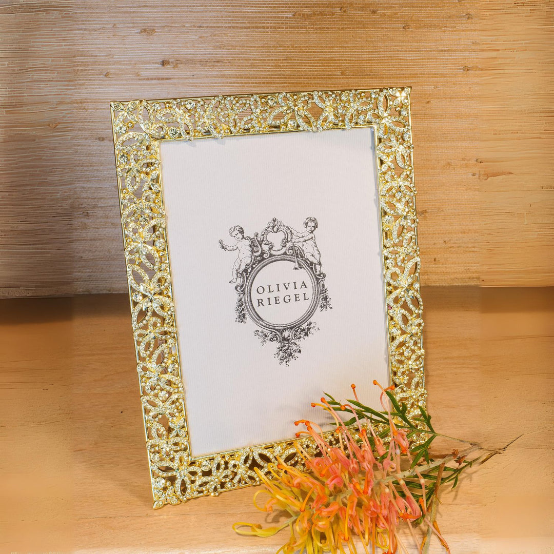 Gold Papillon with Jonquil Crystals 5" x 7" Frame