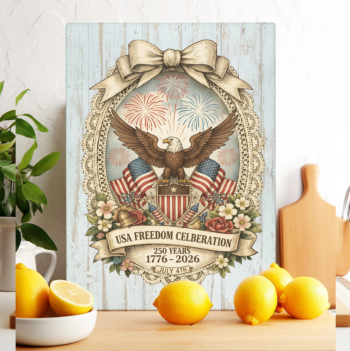 Patriotic Eagle 250 Anniversary America Glass Cutting Board - NY Gift Boutique