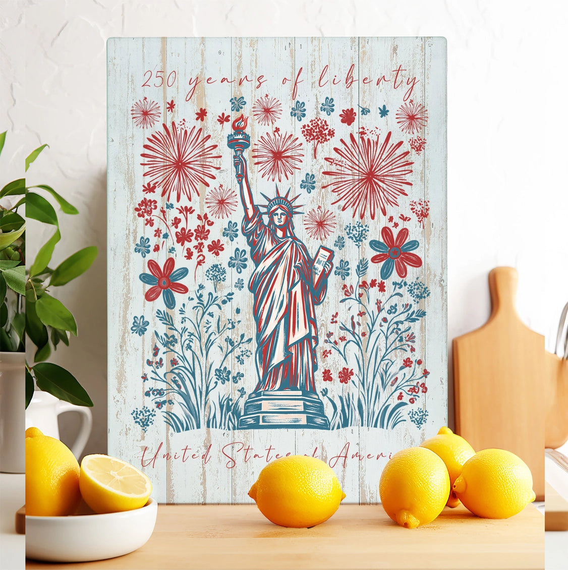 Patriotic Liberty 250 Anniversary Glass Cutting Board - NY Gift Boutique