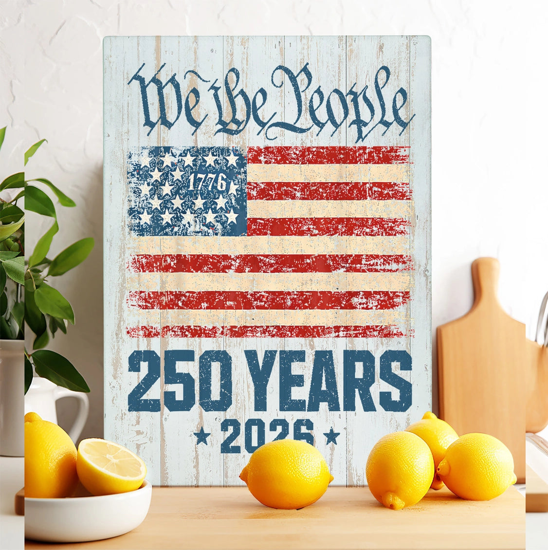Patriotic We the People 250 America Glass Cutting Board - NY Gift Boutique
