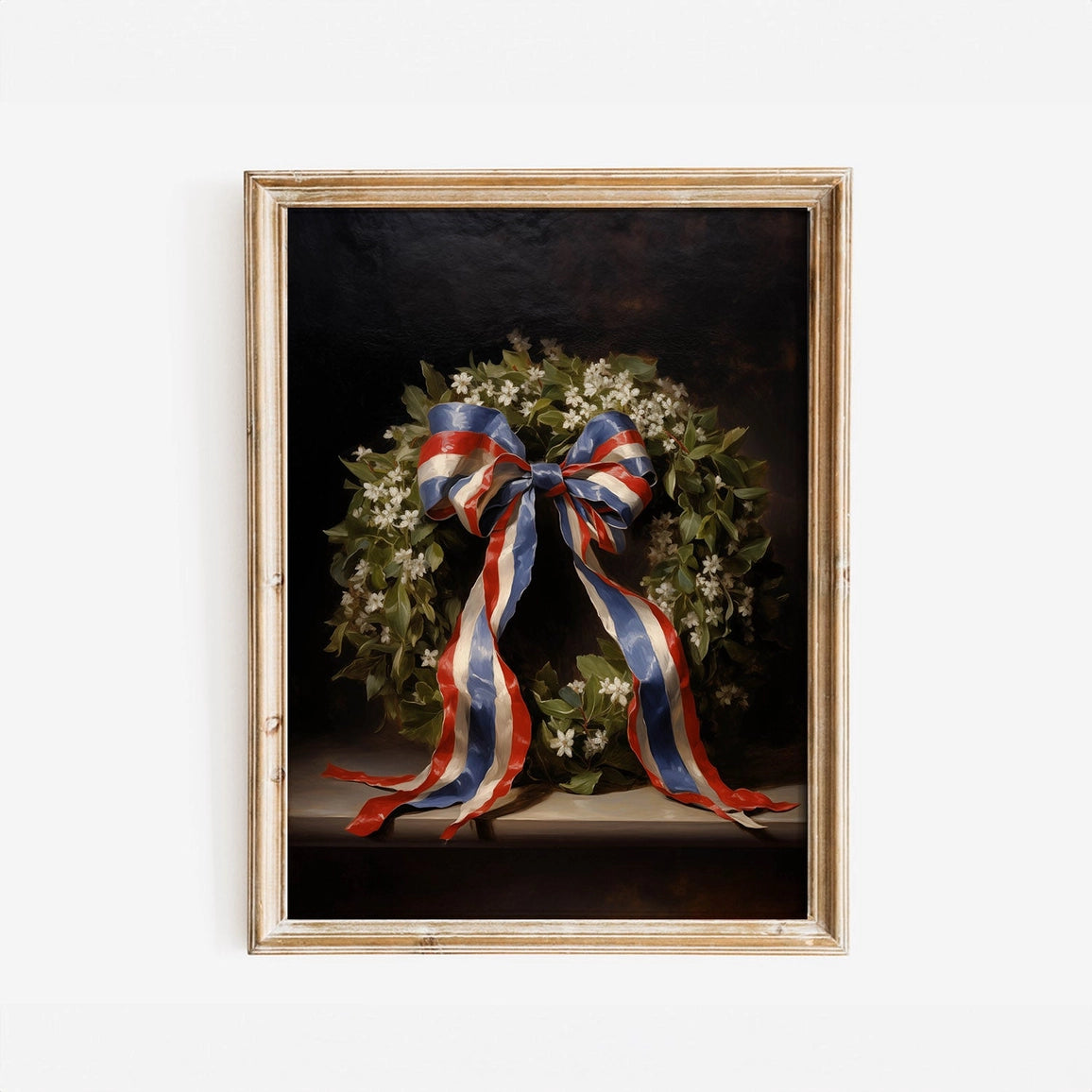 Patriotic Green Wreath Unframed Art Print