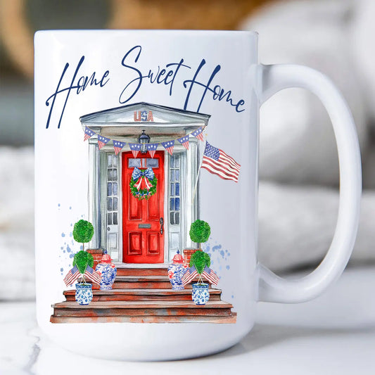 Patriotic Red Door Home Sweet Home Coffee Mug