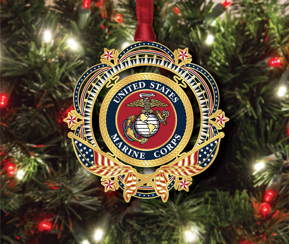 Patriotic U.S. Marine Corps Brass Ornament