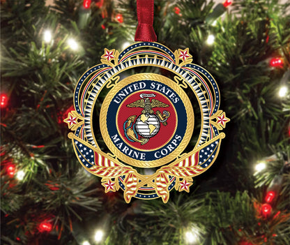Patriotic U.S. Marine Corps Brass Ornament