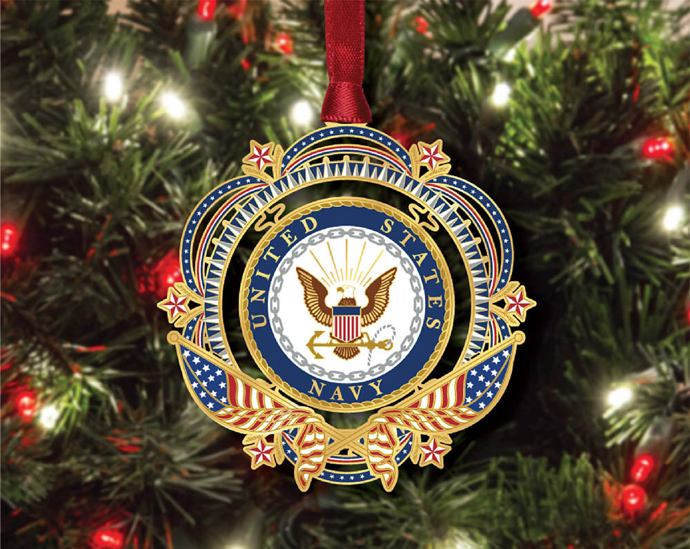 Patriotic U.S. Navy Brass Ornament