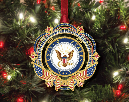 Patriotic U.S. Navy Brass Ornament