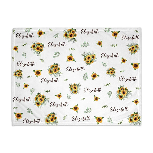 Sunflower Pattern Personalized Baby Blanket