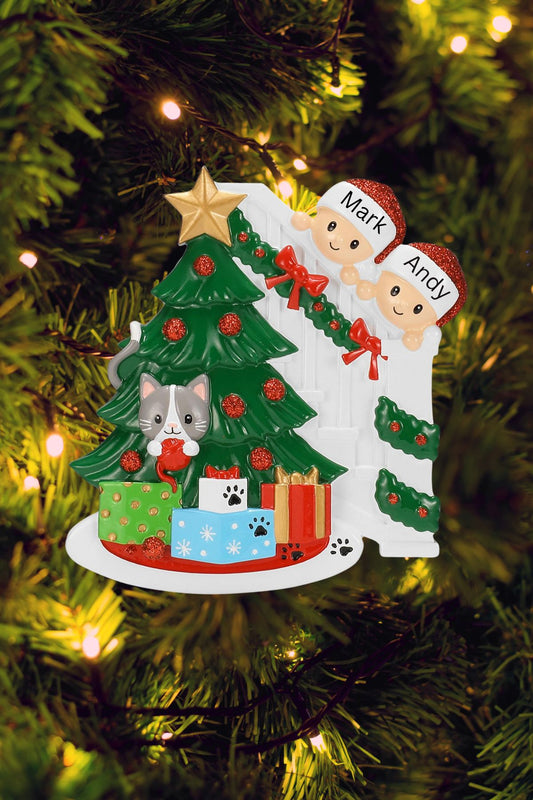 Peeking Family Personalized Ornament - Light Skin Tone