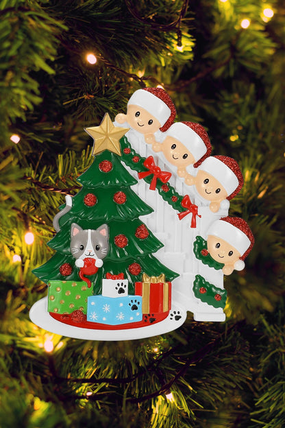 Peeking Family Personalized Ornament - Light Skin Tone