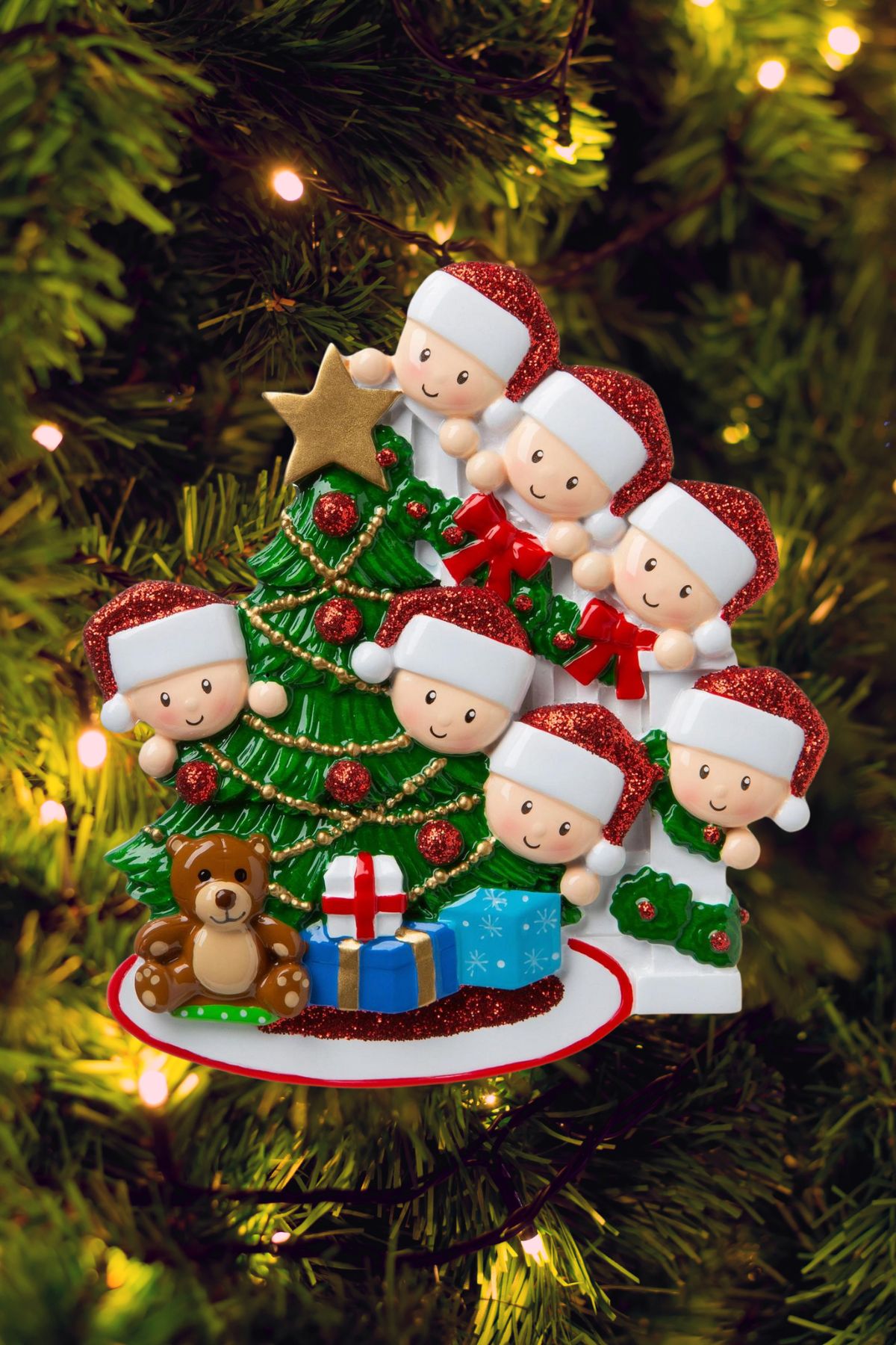 Peeking Family Personalized Ornament - Light Skin Tone