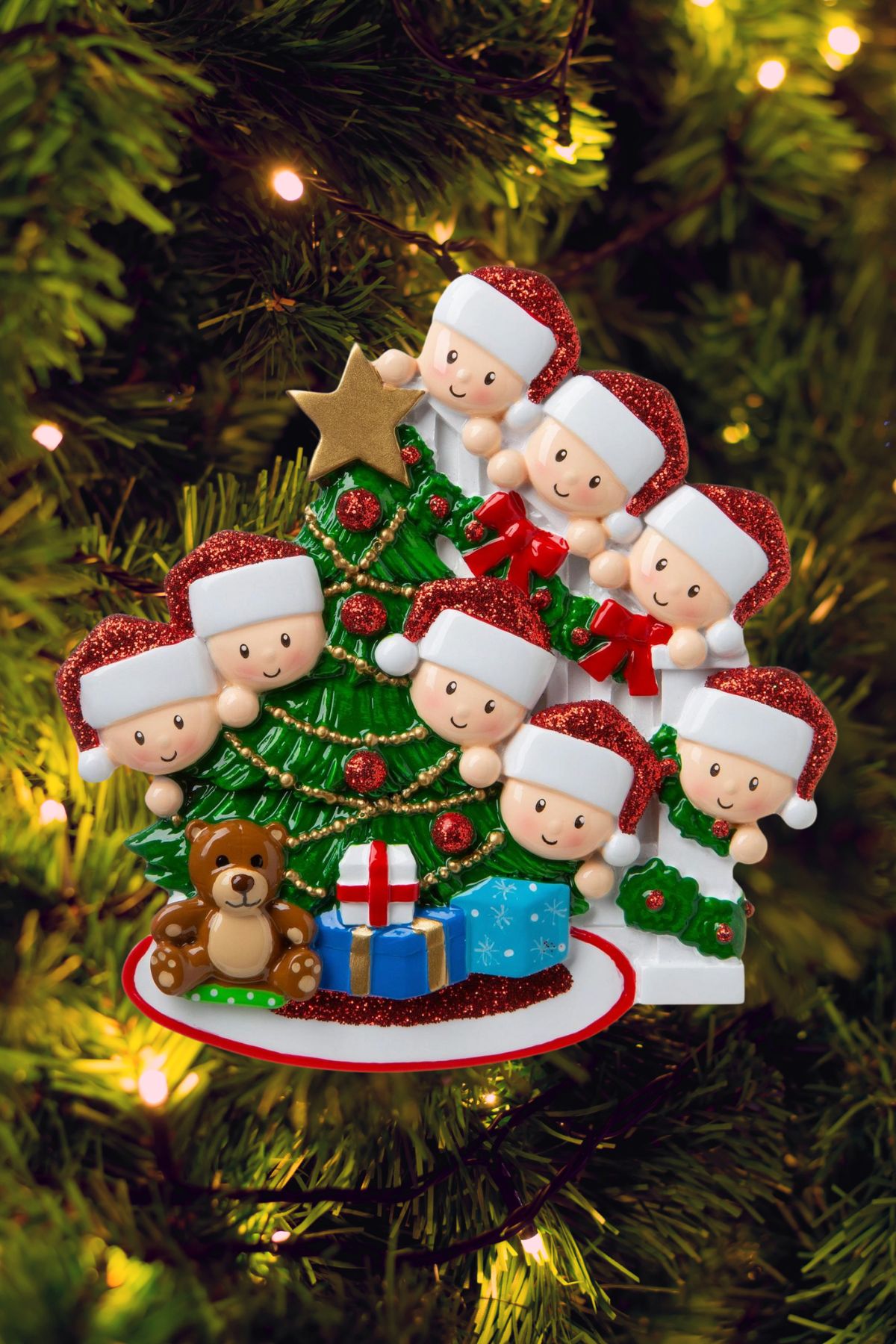 Peeking Family Personalized Ornament - Light Skin Tone