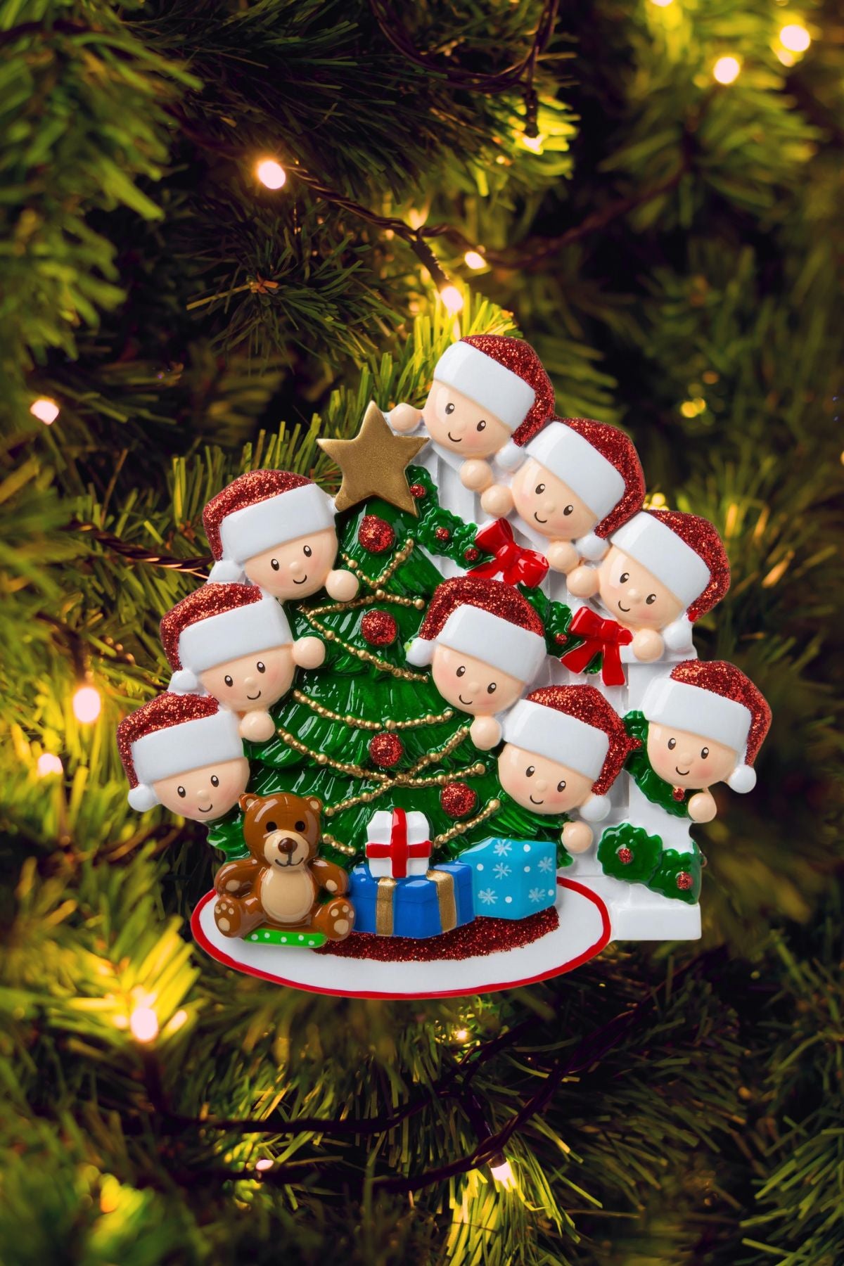 Peeking Family Personalized Ornament - Light Skin Tone