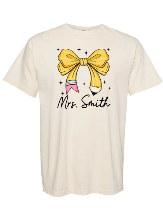 Pencil Bow Teacher Shirt