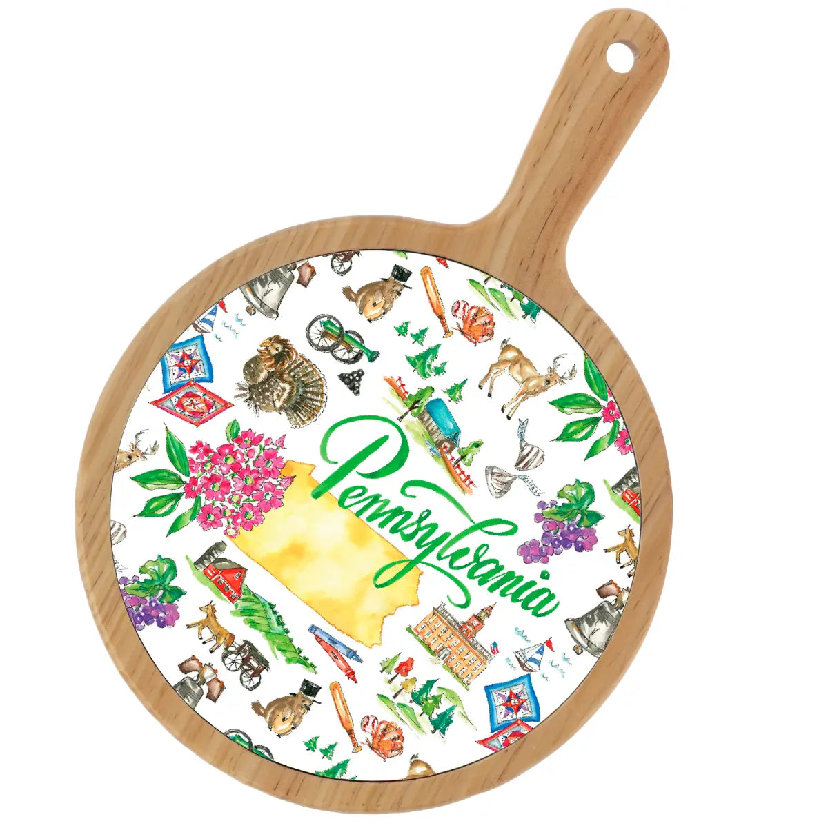 Location Themed Bamboo Cheese Board - Boot Scootin Bamboo & Ceramic Cheese Board Preorder ships March 3