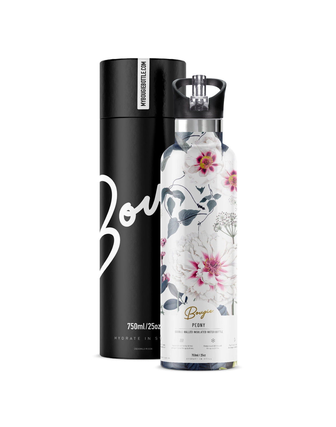 Peony | Blossom 25 oz Insulated Water Bottle