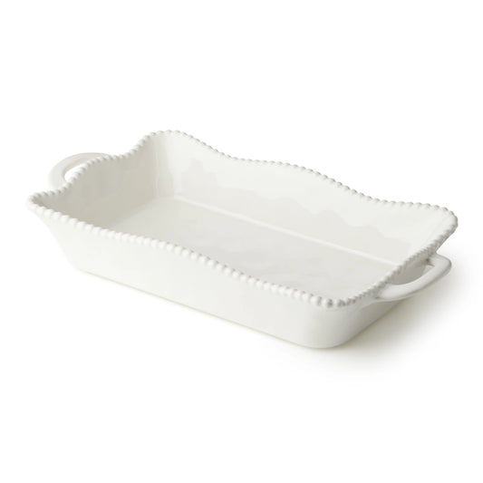 Perlette Cream Medium Rectangular Baker 14in X 8.75in