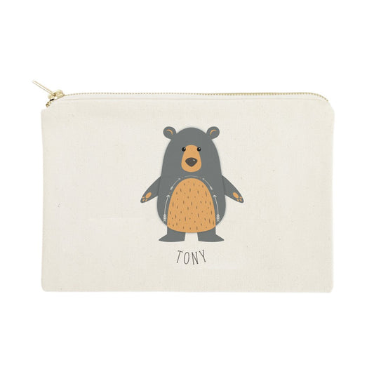 Pouch with a bear illustration and 'TONY' text on a white background