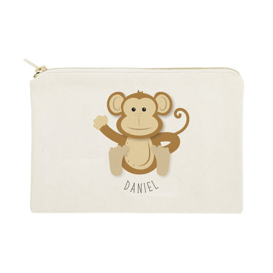 Pouch with a monkey design and the name 'Daniel' on a white background