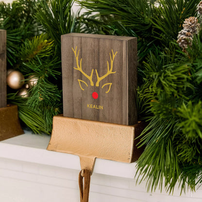 Personalized Stocking Holder with Weighted Base - Rudolph
