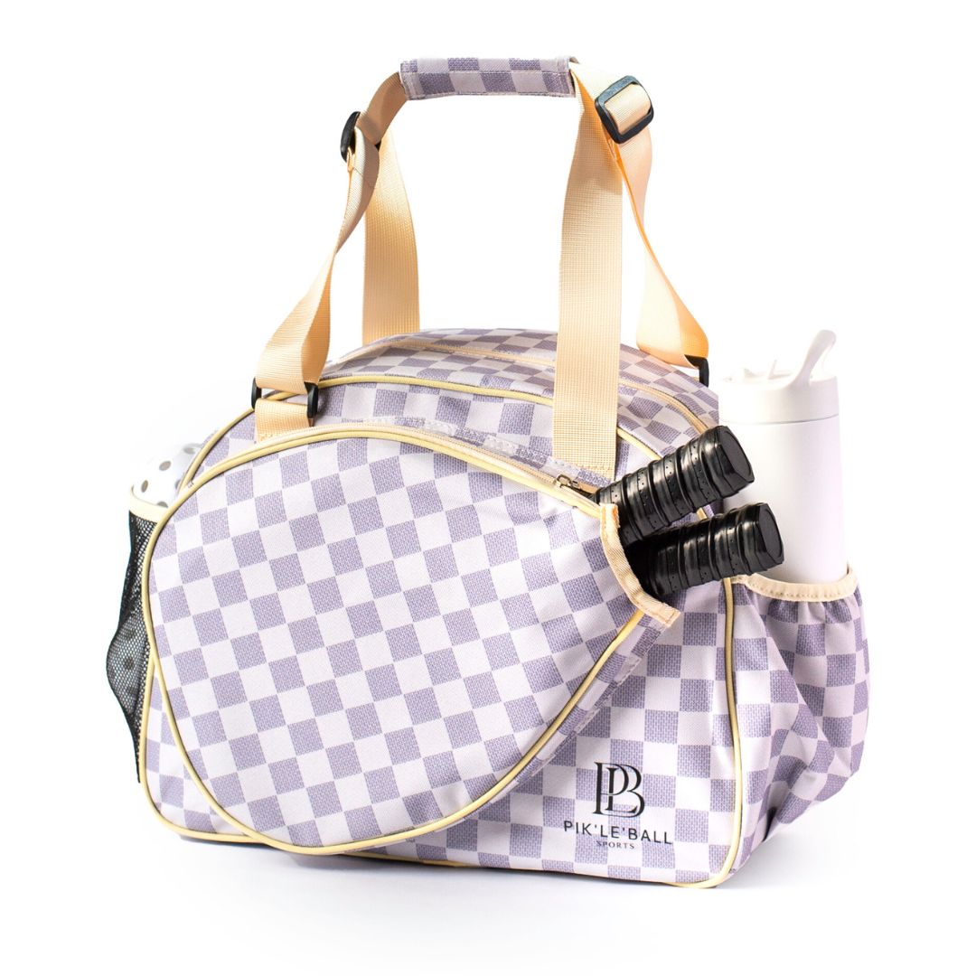 Pik'le'ball Women's Sport Tote - Checkered Chic Tan