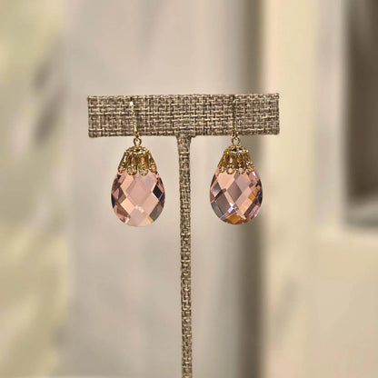 Pink Briolette Crystal Earrings