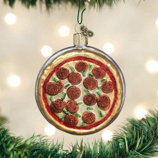 Pizza Pie Blown Glass Ornament