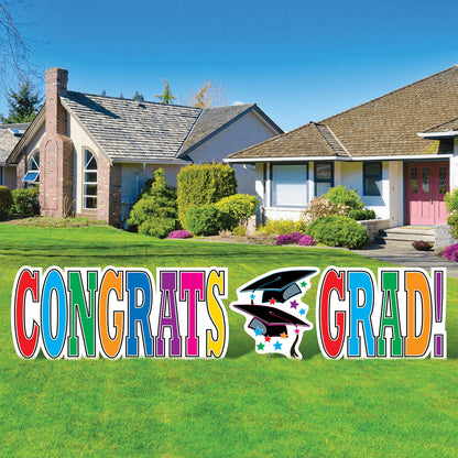 Plastic Jumbo Congrats Grad! Yard Sign Set