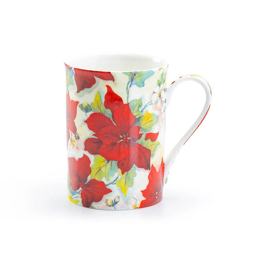 Floral-patterned mug on a white background