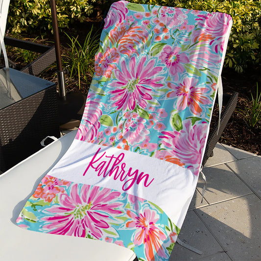 Preppy Flower Beach Towel