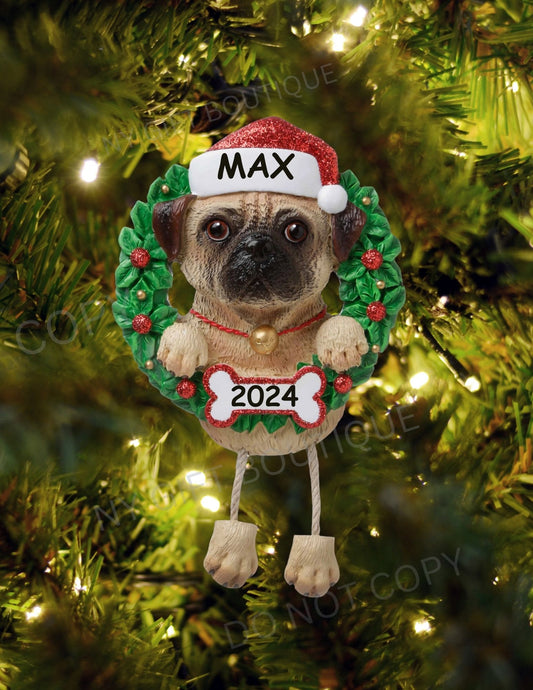 Pug Dog Breed Personalized Ornament