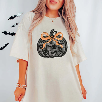 Pumpkin Lace With Orange Bow Graphic Tee