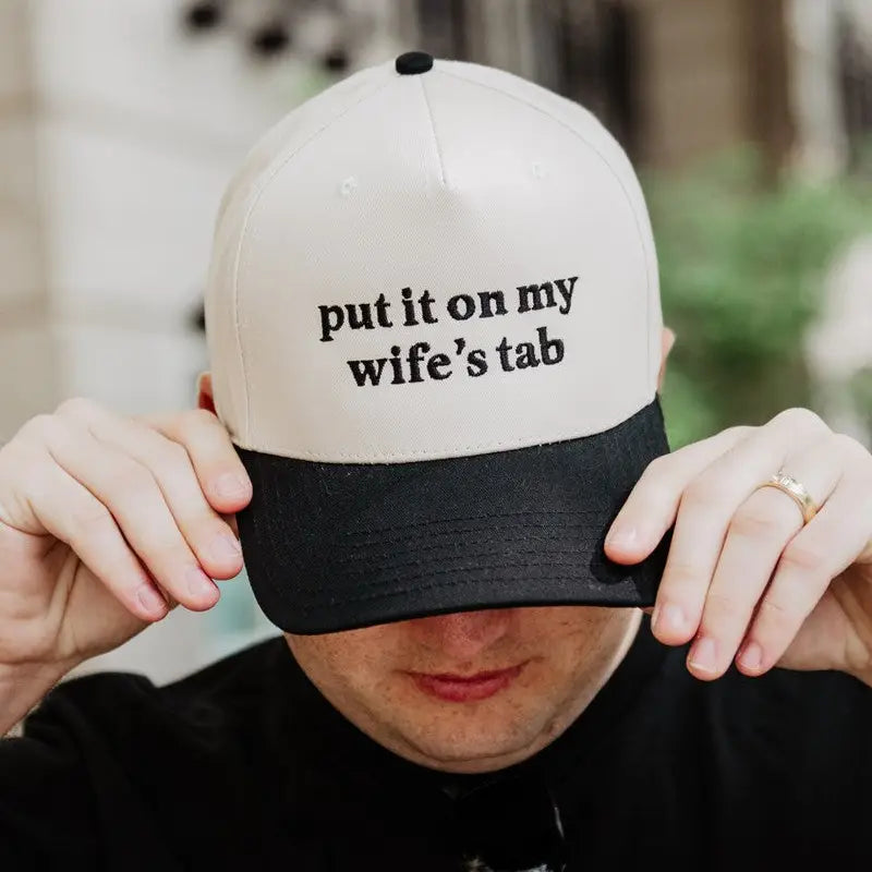 Put It On My Wife's Tab Men's Trucker Hats Vintage