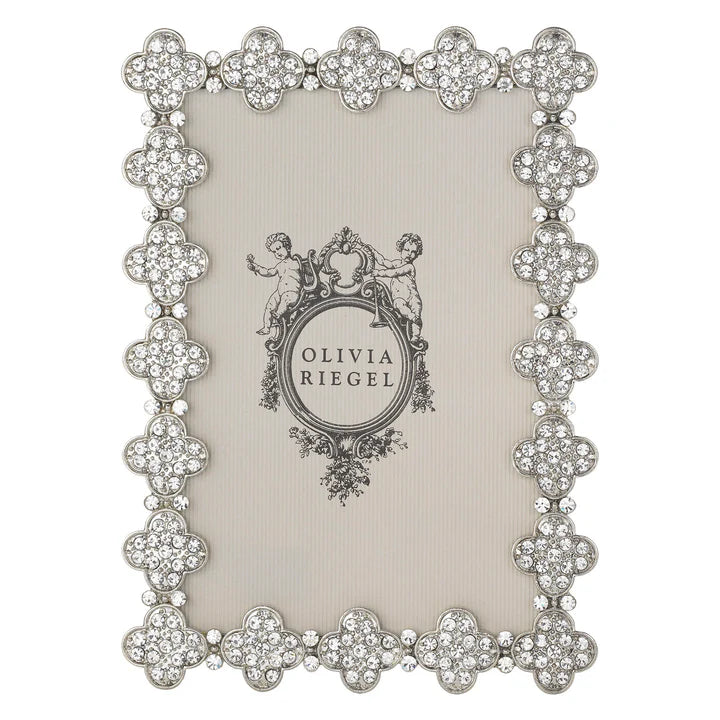 Silver Pavé Clover Frame by Olivia Riegel