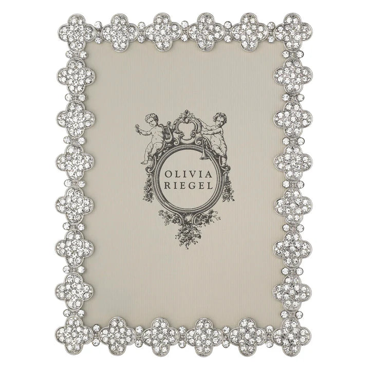 Silver Pavé Clover Frame by Olivia Riegel