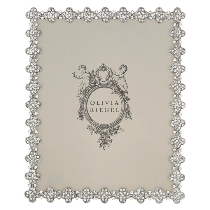 Silver Pavé Clover Frame by Olivia Riegel